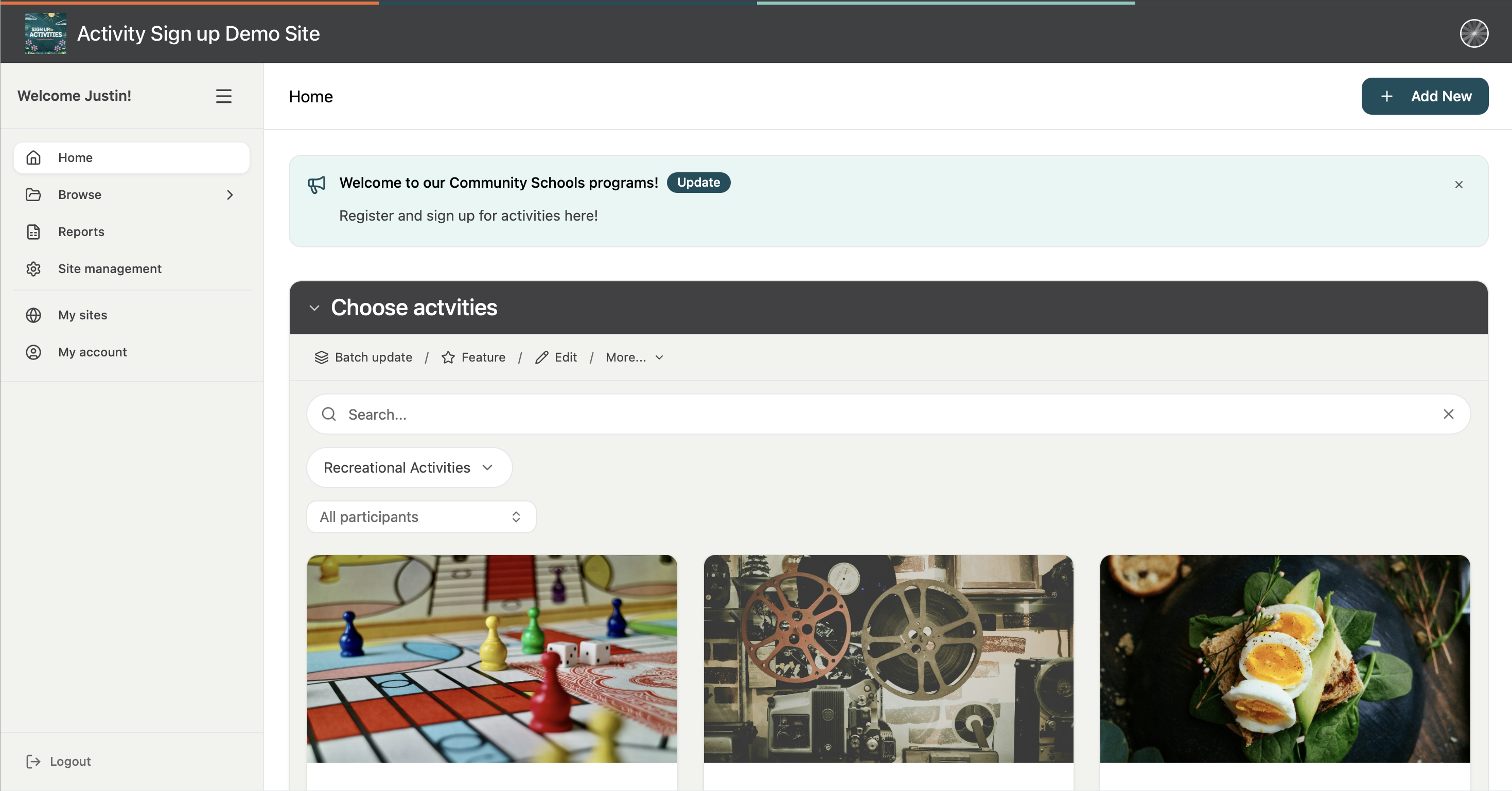 Grouptrail Community Schools activity sign up